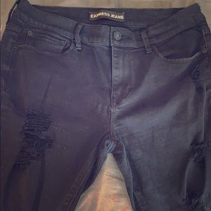 Express black distressed skinny jeans size 10